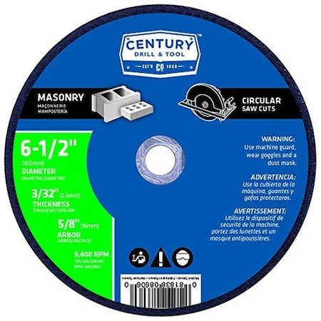Century Drill & Tool Century Drill & Tool 8606 Type 1A Abrasive Blade - 6.5 x 0.093 in. 8606